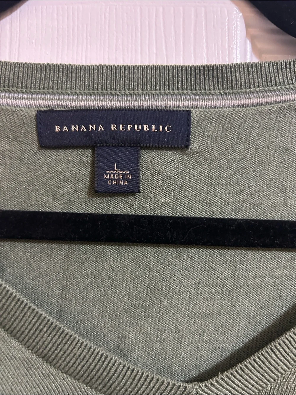 Banana Republic Men's V-Neck Sweater in Olive Green